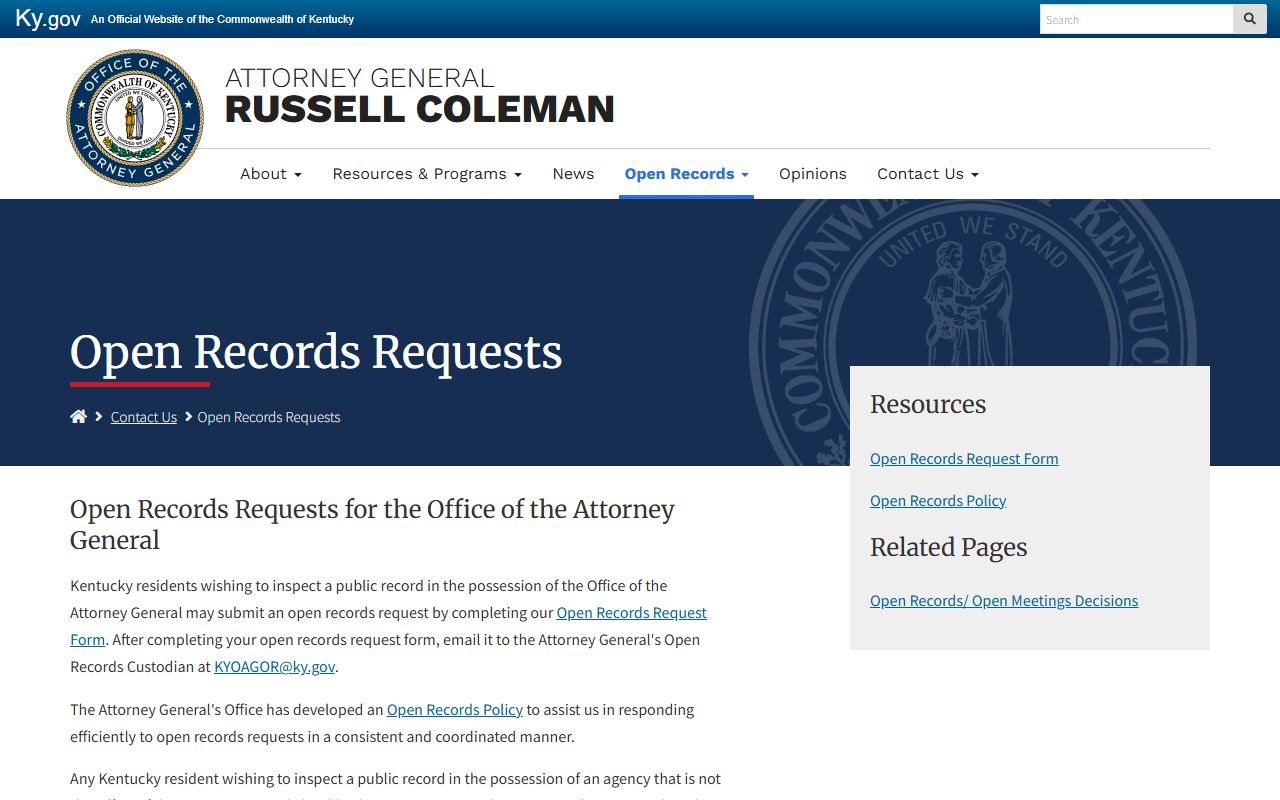 Robertson County court records after arrest Kentucky open records request page