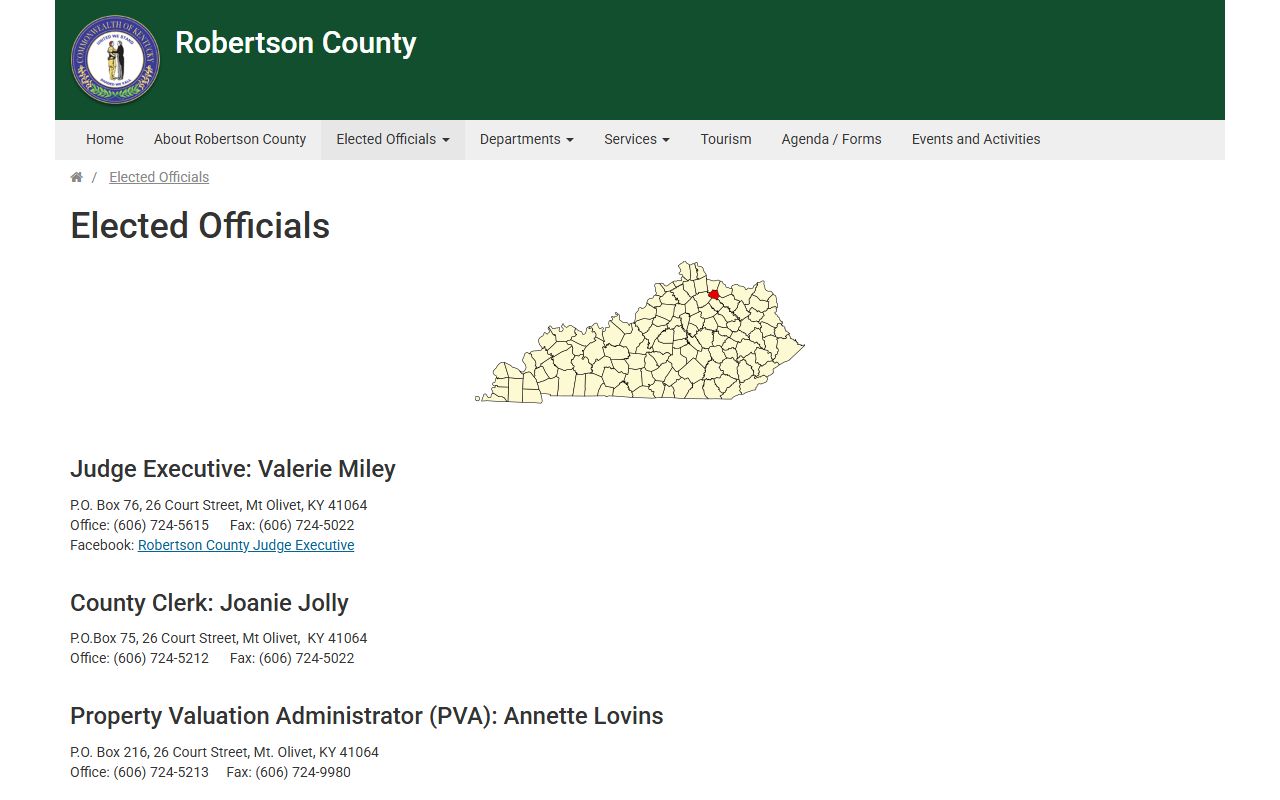 Robertson County inmate population elected officials and jailer contacts